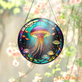 Jellyfish Suncatcher Ornament Jellyfish Glass Window Hanging Jelly Fish Sun Catcher Home Decor Coastal Room Decor Ocean